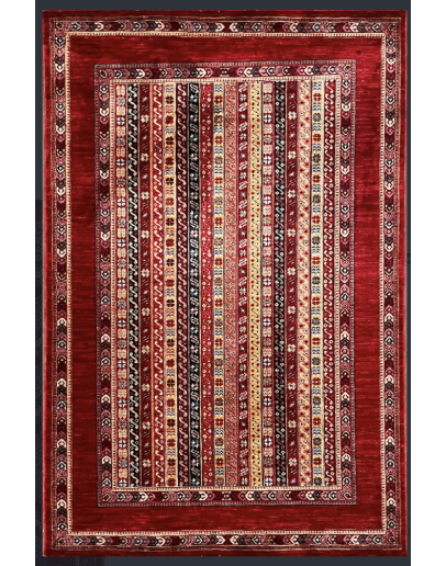 Türkmen Halı Afghan AF02 Kırmızı Etnik Desenli Halı