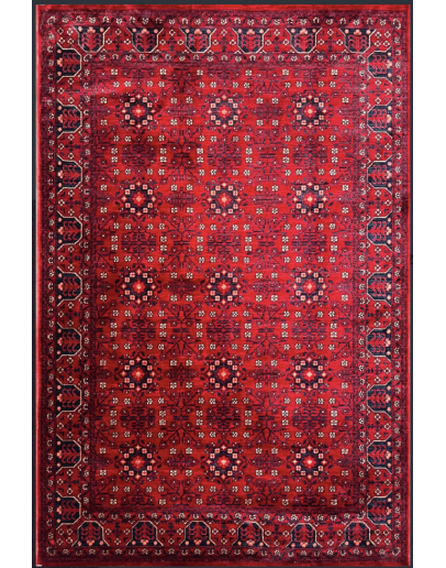 Türkmen Halı Afghan AF04 Kırmızı Etnik Desenli Halı